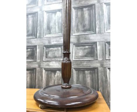 MAHOGANY STANDARD LAMP AND OCCASIONAL TABLE