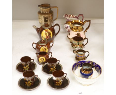 A Royal Doulton silver mounted 'Heart's Content' tea service, and a Doulton Japanese inspired silver mounted jug, assorted lu