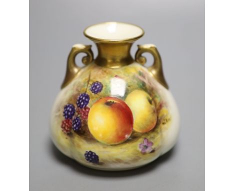 A Royal Worcester two handled vase, painted with fruit and berries by W. Bee, signed, date mark 1926