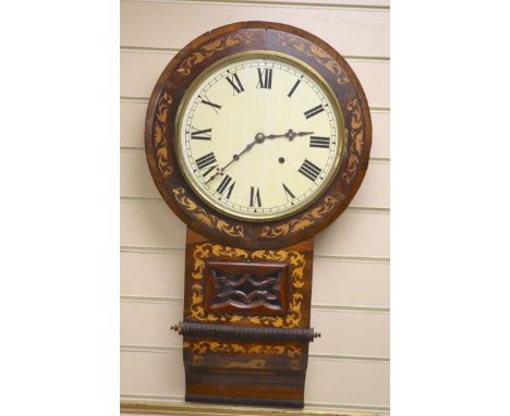A Victorian inlaid rosewood wall clock