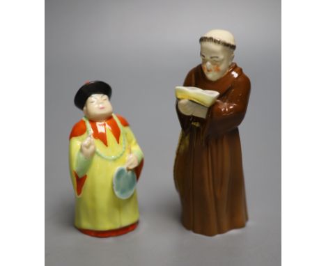 A Royal Worcester candlesnuffer of the Mandarin, date mark 1930 and black mark, and The Monk