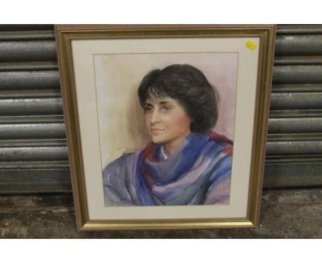 A GILT FRAMED AND GLAZED WATERCOLOUR PORTRAIT COLOUR OF A LADY CALLED TRACY SIGNED LOWER RIGHT BY DAWN COOKSON RBSA WITH DETA