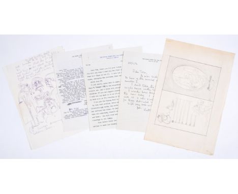 Hale (Kathleen) A Collection of correspondence and original sketches, comprising 2 sketches titled 'Savage drawing' and 'Bell