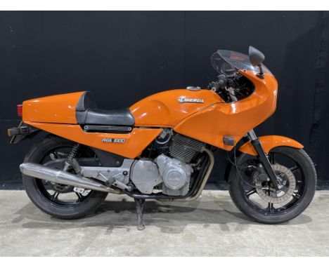 Smart, unrestored example of Laverda's powerful 981cc triple. Air-cooled, four-stroke, 981cc, DOHC, 83bhp parallel three-cyli