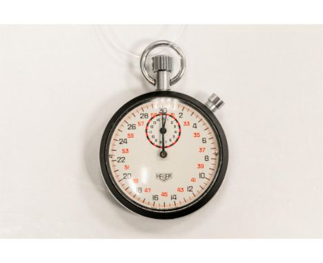Heuer Race StopwatchOriginal Heuer open face race stopwatch. Coated aluminium case, numbered 235377. Signed manual wind calib
