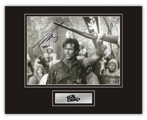 Stunning Display! Evil Dead Bruce Campbell hand signed professionally mounted display.  This beautiful display consists of a 