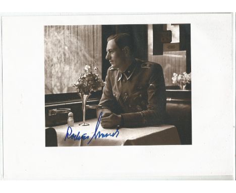 Rochus Misch signed 12x8 black and white photo. Rochus Misch (29 July 1917 - 5 September 2013) was a German Oberscharfuhrer (
