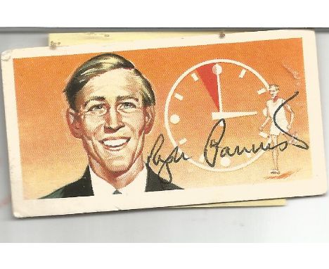 Roger Bannister signed Brooke Bond Famous People card. Sir Roger Gilbert Bannister CH CBE FRCP (23 March 1929 - 3 March 2018)