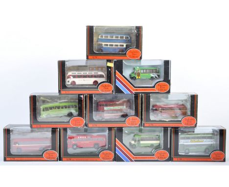 A collection of x10 EFE Exclusive First Editions 1/76 scale diecast model buses comprising; AEC Regal Halfcab South Wales, Br