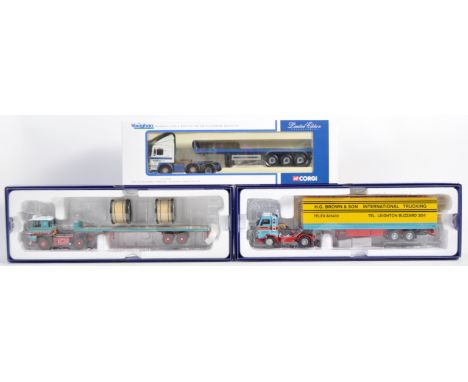 A collection of x3 boxed Corgi made 1/50 scale diecast model trucks comprising Haulier Of Renown models No. CC15309 Pollock L