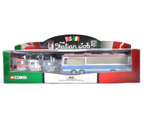 An original Corgi made diecast model gift set No. 36502 The Italian Job comprising a x3 piece mini set and blue and white coa