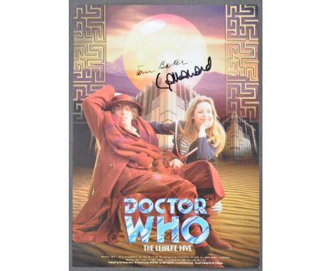 Doctor Who - Tom Baker (Fourth Doctor) and Lalla Ward (Romana) - a scarce dual signed autographed 12x8" mini poster for ' The