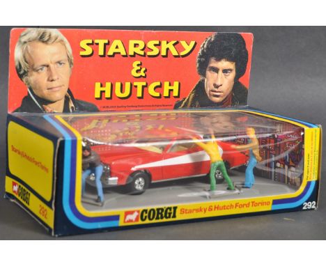 A rare vintage 1980's Corgi Toys made TV related diecast model No. 292 ' Starsky &amp; Hutch Ford Torino ,' set. Remarkable m