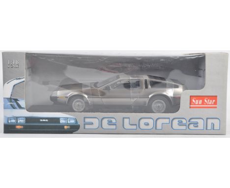 An original Sunstar made boxed 1/18 scale diecast model No. 2701 1981 non- Back To The Future Delorean LK. The model appearin