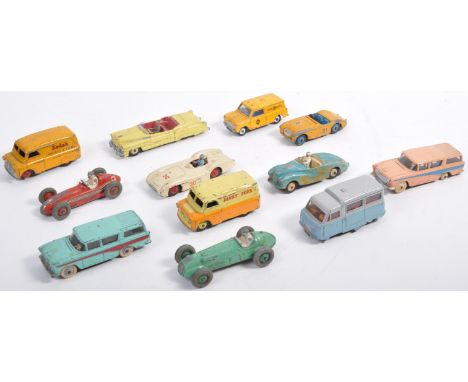 A collection of x12 original vintage Dinky Toys diecast model cars and other vehicles comprising models No. 480 Bedford Van (