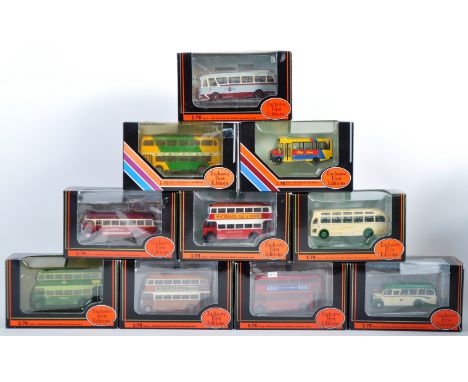 A collection of x10 EFE Exclusive First Editions 1/76 scale diecast model buses comprising; Route Master BOAC London Transpor