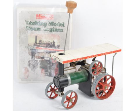 An original vintage Mamod live steam model Steam Tractor 1 Traction Engine. A green and red model of solid fuel example with 