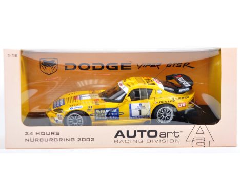 An original Autoart Racing Division 1/18 scale precision boxed diecast model car No. 80221 Dodge Viper GTSR. Contents appear 