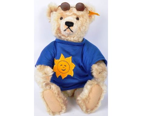 An original limited edition German Steiff made soft toy teddy bear with growler EAN 654473. The bear having the gold button t