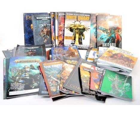 A large collection of assorted Warhammer&nbsp;tabletop wargaming books comprising Games Workshop rule books, codexs White Dwa