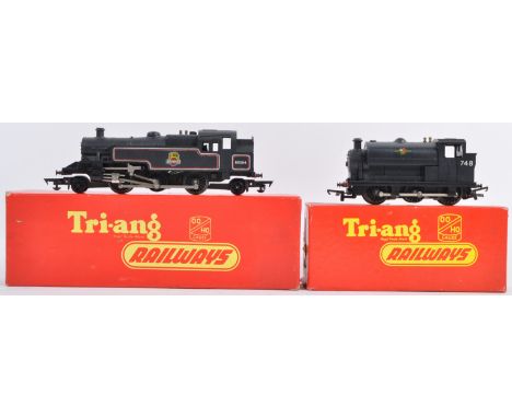 Two original vintage Triang made boxed 00 gauge model railway trainset tank locomotive engines comprising R.59 Tank Loco 2-6-