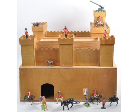 A charming original mid 20th Century vintage handmade scratch built model fort / castle perfect for Britain's / Timpo lead or