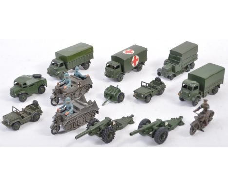 A collection of x12 assorted vintage Dinky Toys and Britain's made diecast model vehicles of military interest to include 623