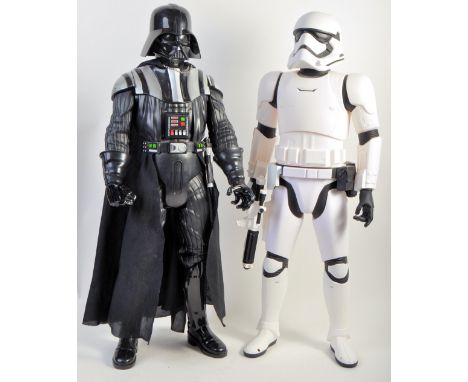 Two large Star Wars ex-shop display / advertising half-scale action figure of Darth Vader and a First Order Stormtrooper. Luc