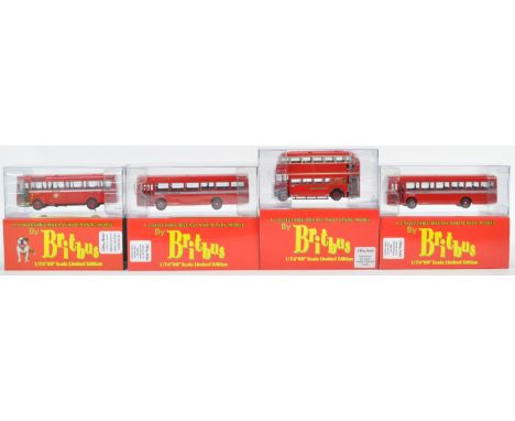 A collection of x4 boxed Britbus made 1/76 scale London Transport diecast model buses comprising models No. LH-02 Bristol LH 