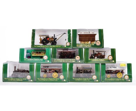 A collection of x9 Oxford Diecast made 1/76 scale ' Great Dorset Steam Fair ' steam related model vehicles to include Fowler 