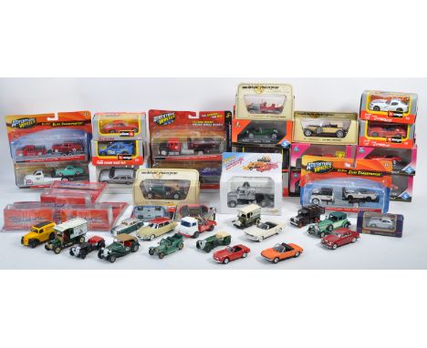A large collection of assorted diecast model cars of various scales and makers to include Solido, Maisto Adventure Wheels and