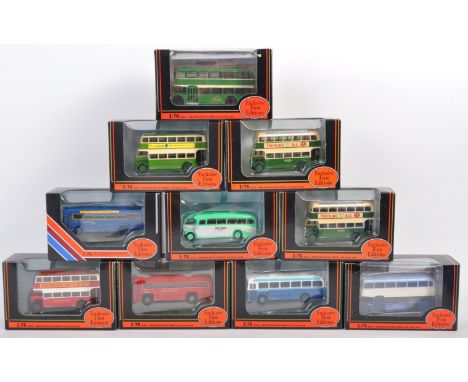 A collection of x10 EFE Exclusive First Editions 1/76 scale diecast model buses comprising; Guy Arab II Utility Bus London Tr