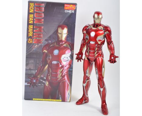 An original Crazy Toys made boxed 1/6 scale Marvel Universe Iron Man Mark 45 action figure. The model appearing mint within o