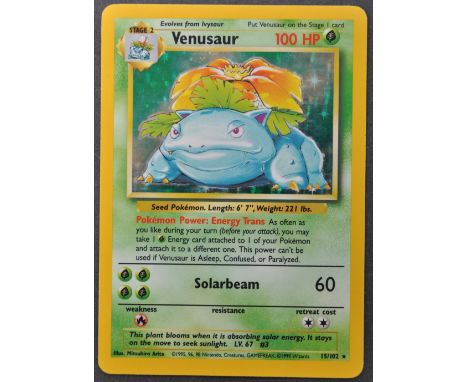 An original vintage 1990's Wizards Of The Coast Pokemon The Trading Card Game Pokemon Card 15/102 Venusaur from the original 