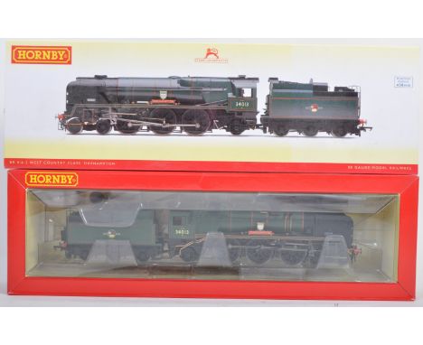 An original Hornby 00 gauge model railway trainset locomotive engine No. R3203 British Railways rebuilt West Country Class ' 