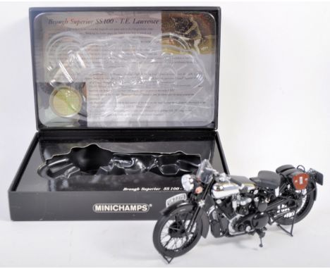 An original Minichamps made Classic Bike Series 1/12 scale diecast model motorcycle No. 33 Brough Superior SS 100 T.E Lawrenc