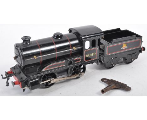 An original vintage Hornby 0 gauge tinplate clockwork model railway trainset locomotive engine No. 60199 British Railways bla