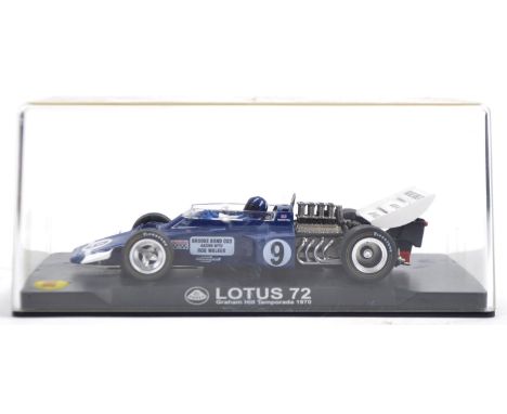 An original Spanish ' Vanquish ' made Scalextric type slot racing car model No. GP3 Lotus 72 Graham Hill 1970 season. A highl