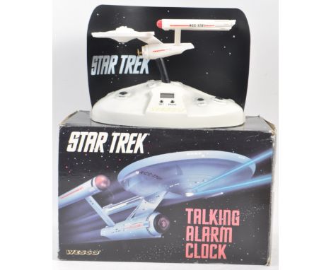 Star Trek - an original vintage Wesco made Star Trek ' Talking Alarm Clock ' in the shape of the USS Enterprise. Full working