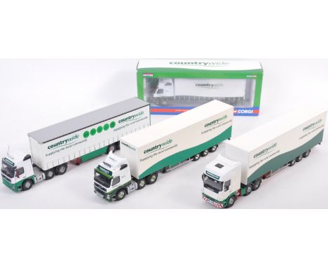 A collection of x4 Corgi made Country Wide diecast model trucks / lorries to include x1 boxed model No. CC13516 Volvo FM Curt
