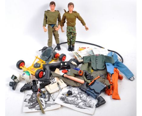 A collection of original vintage Palitoy made Action Man figures / dolls and a Go Kart playset. Comprising; x2 Eagle Eyes Act