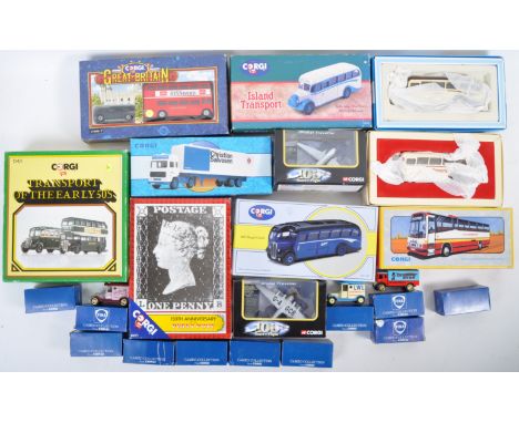 Corgi - a large collection of 20+ assorted vintage boxed Corgi diecast models - mostly public transport / bus related, to inc