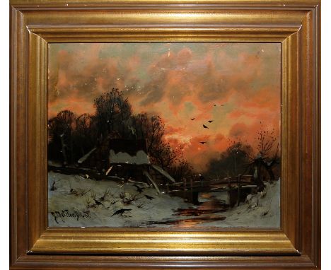 Johann Jungblut (Pseudonym J. Metzler), Sommer &amp;amp; Winter, zwei Ölgemälde (Gegenstücke), Düsseldorf 1901, beide gleich 