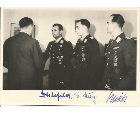  Mjr Wolfgang Spate KC OL & Obst Herbert Ihlefeld KC OL S double signed 6 x 4 b/w portrait photo. Good condition 
