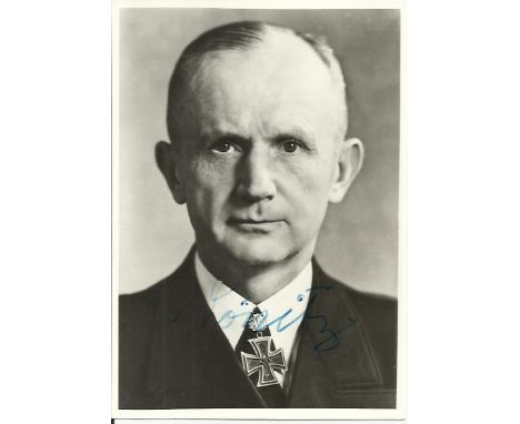  Grand Admiral Karl Donitz signed 6 x 4 b/w head and shoulders portrait photo. Head of Hitlers U-Boat fleet during WW2 and Ch