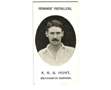 TADDY &amp; CO. PROMINENT FOOTBALLERS 1907 TRADE CARD - K.R.G. HUNT WOLVERHAMPTON WANDERERS&nbsp;
Part of a fabulous collecti