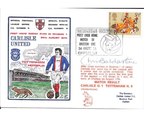 CARLISLE LIMITED EDITION AUTOGRAPHED POSTAL COVER - FIRST HOME GAME IN DIV 1 CHRIS BALDERSTONE
To mark Carlisle's first home 