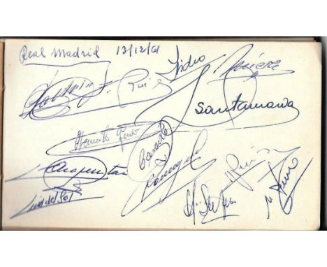 REAL MADRID VINTAGE AUTOGRAPH ALBUM PAGE 1961 INCLUDES DI STEFANO
Signatures were obtained 13th Dec 1961 the day Real Madrid 