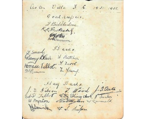 ASTON VILLA VINTAGE AUTOGRAPH BOOK PAGE 1931-32
Signed in pen both sides by 40 players &amp; Trainers
This really is a superb
