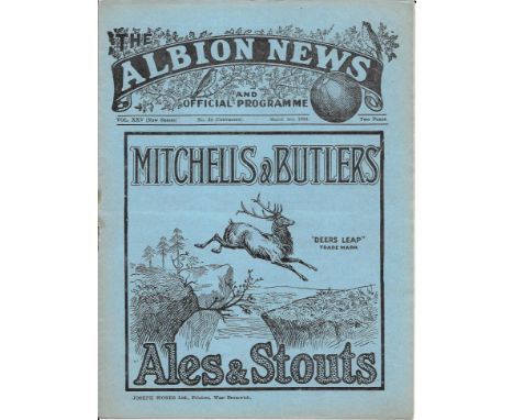1933-34 WEST BROMWICH ALBION RESERVES V ASTON VILLA RESERVES
Slight fold, small split on spine &amp; staple rusted away